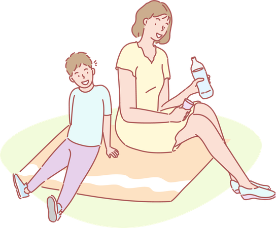 Jeune femme avec fils  Illustration