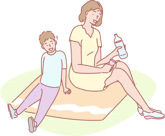 Jeune femme avec fils  Illustration