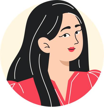 Jeune femme blanche aux cheveux noirs  Illustration