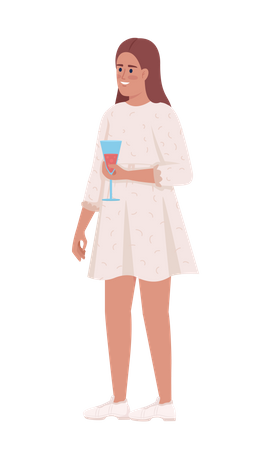 Jeune femme buvant du vin  Illustration