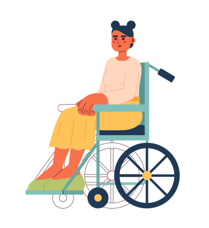 Jeune femme caucasienne en fauteuil roulant  Illustration