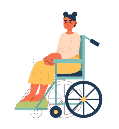 Jeune femme caucasienne en fauteuil roulant  Illustration