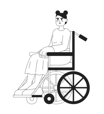 Jeune femme caucasienne en fauteuil roulant  Illustration