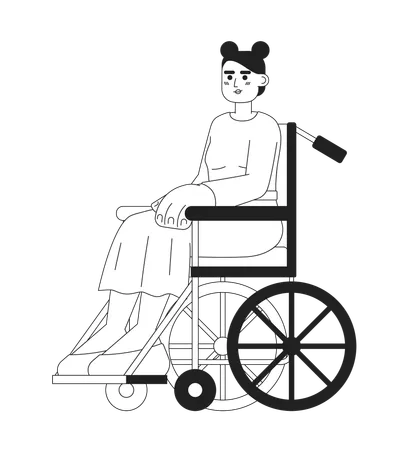 Jeune femme caucasienne en fauteuil roulant  Illustration