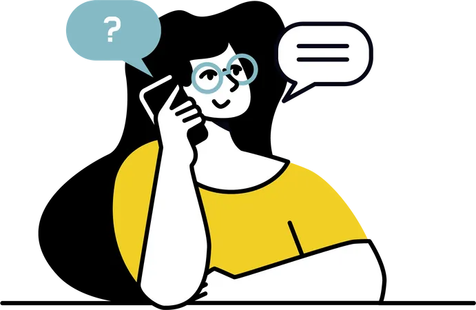 Jeune femme confuse lors d'une conversation mobile  Illustration