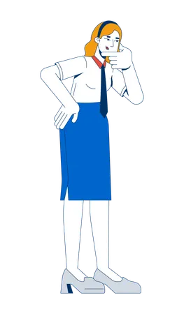Jeune femme d'affaires en posture de réflexion  Illustration