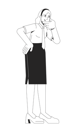 Jeune femme d'affaires en posture de réflexion  Illustration