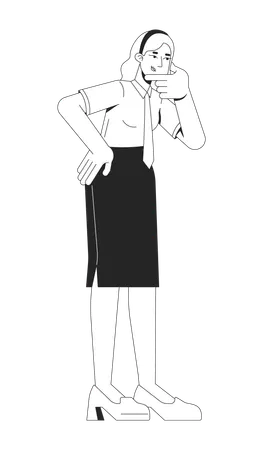 Jeune femme d'affaires en posture de réflexion  Illustration