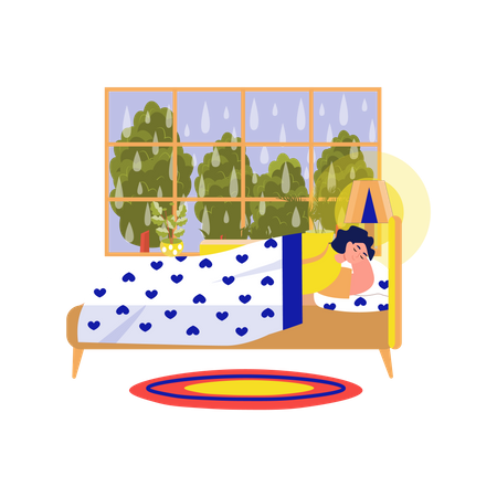 Jeune femme dormant sur le lit  Illustration