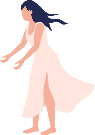 Jeune femme en robe flottante  Illustration