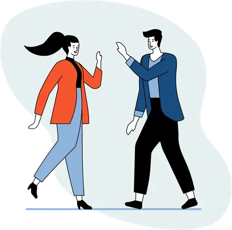 Jeune femme et homme donnant du hifi  Illustration