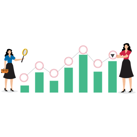 Jeune femme effectuant des recherches commerciales  Illustration