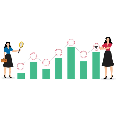 Jeune femme effectuant des recherches commerciales  Illustration