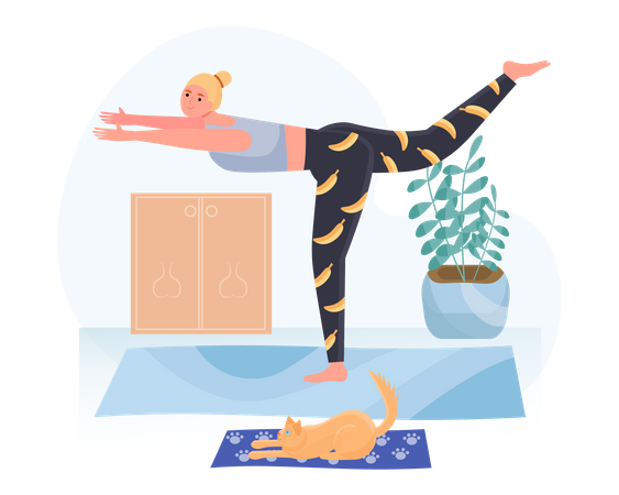 Jeune femme faisant du yoga  Illustration