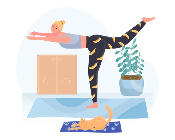 Jeune femme faisant du yoga  Illustration