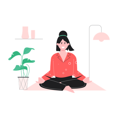 Jeune femme faisant du yoga  Illustration