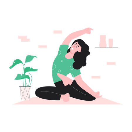 Jeune femme faisant du yoga  Illustration