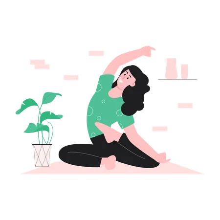 Jeune femme faisant du yoga  Illustration