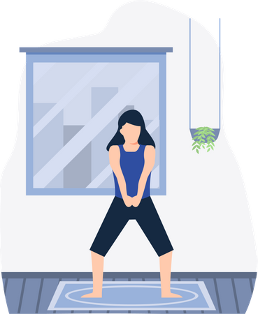 Jeune femme faisant du yoga en cours de yoga  Illustration