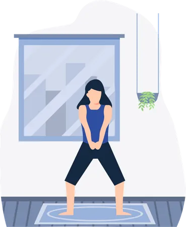 Jeune femme faisant du yoga en cours de yoga  Illustration