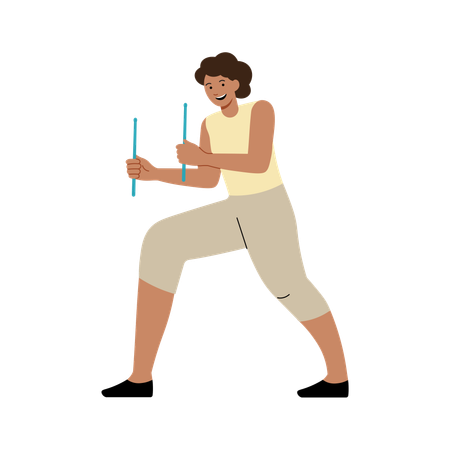 Jeune femme faisant de l'entraînement PoundFit  Illustration