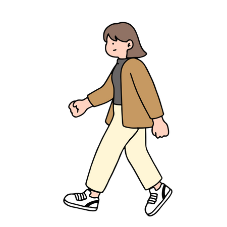 Jeune femme qui marche  Illustration