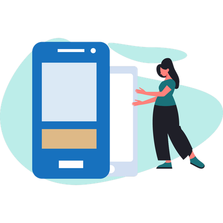 Jeune femme montrant l'optimisation mobile  Illustration