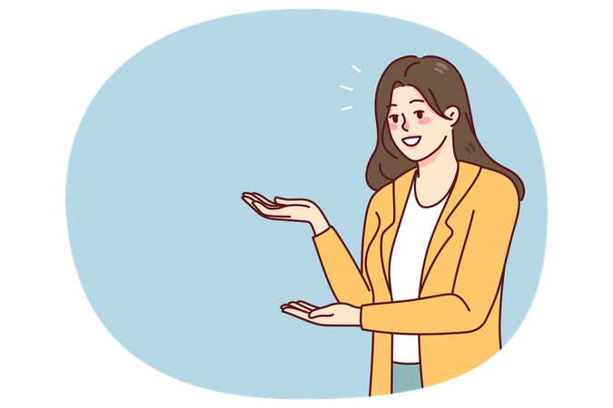Jeune femme montrant un espace de copie  Illustration