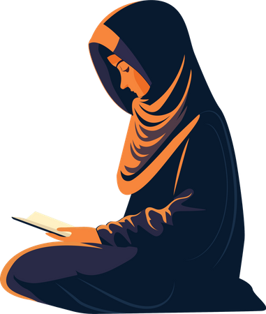 Jeune femme musulmane lisant le Coran  Illustration
