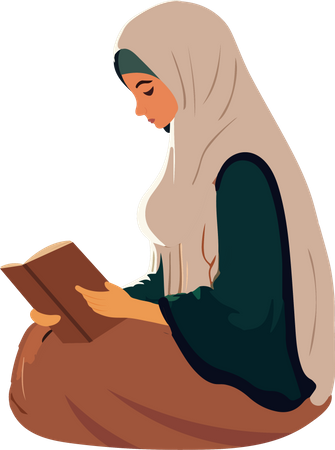 Jeune femme musulmane lisant le Coran  Illustration