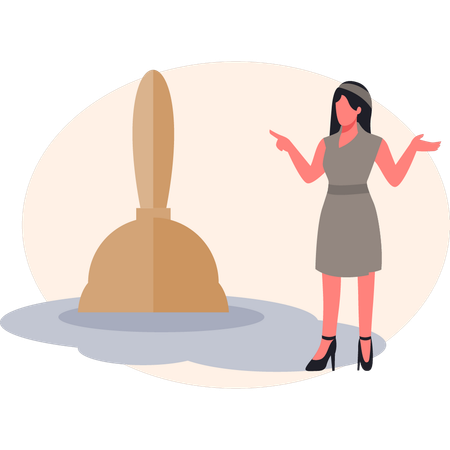 Jeune femme parle d'aspirateur  Illustration