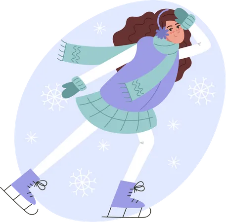 Jeune femme patinage hiver  Illustration