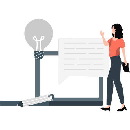 Jeune femme présentant des idées d'affaires  Illustration