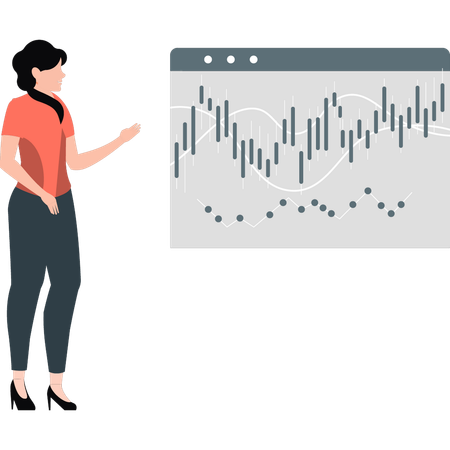 Jeune femme présentant la bourse  Illustration