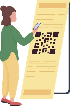 Jeune femme scannant le code QR  Illustration