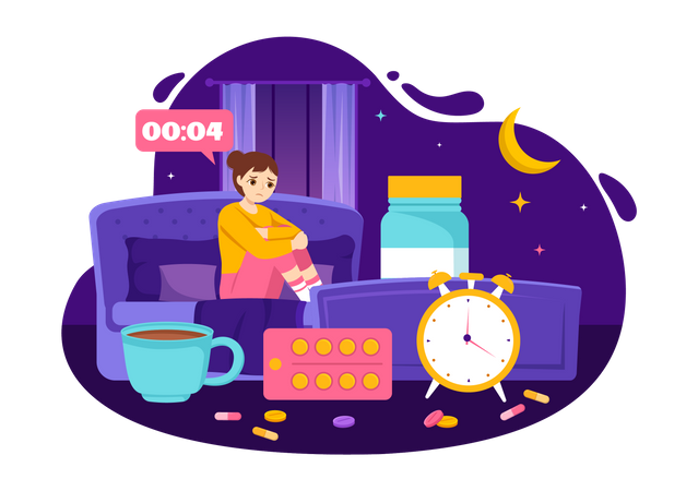 Jeune femme souffrant d'insomnie  Illustration