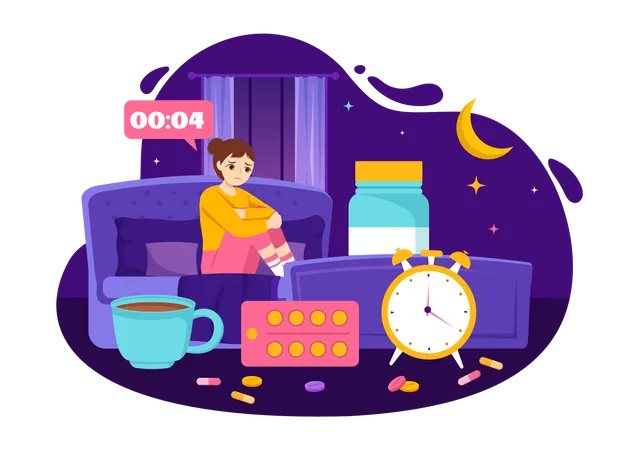 Jeune femme souffrant d'insomnie  Illustration