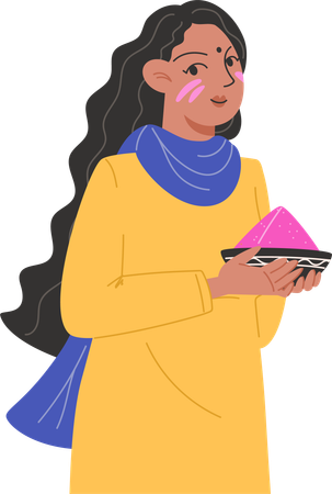 Jeune femme tenant une plaque de couleur  Illustration