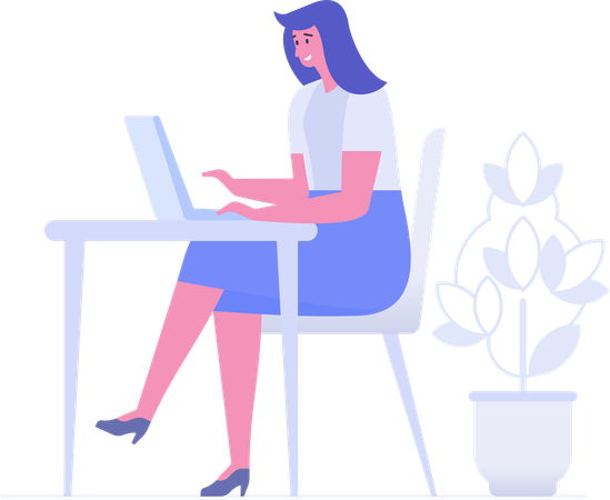 Jeune femme travaillant au bureau  Illustration