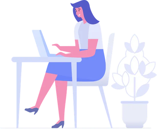 Jeune femme travaillant au bureau  Illustration