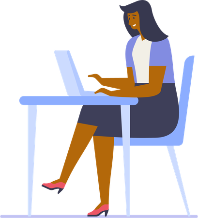 Jeune femme travaillant au bureau  Illustration