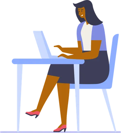 Jeune femme travaillant au bureau  Illustration