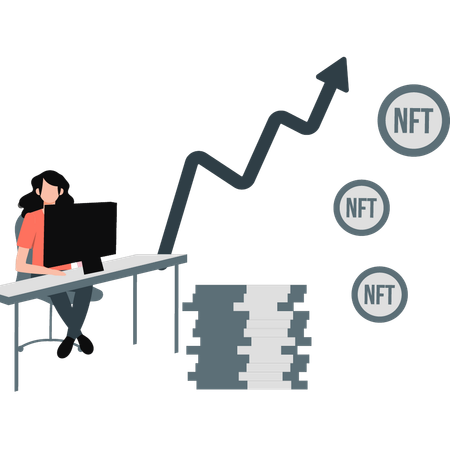 Jeune femme travaillant sur la croissance financière  Illustration