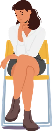 Jeune fille assise sur une chaise  Illustration