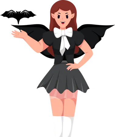 Jeune fille avec un costume de vampire  Illustration