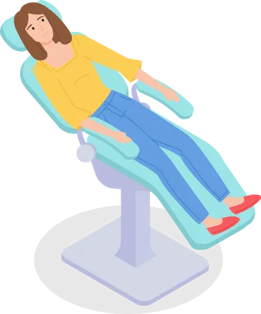 Jeune fille allongée dans un canapé dentaire  Illustration