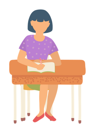 Jeune fille écrivant dans un livre  Illustration