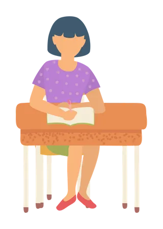 Jeune fille écrivant dans un livre  Illustration