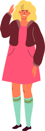 Jeune fille en robe rose  Illustration