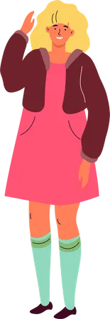 Jeune fille en robe rose  Illustration